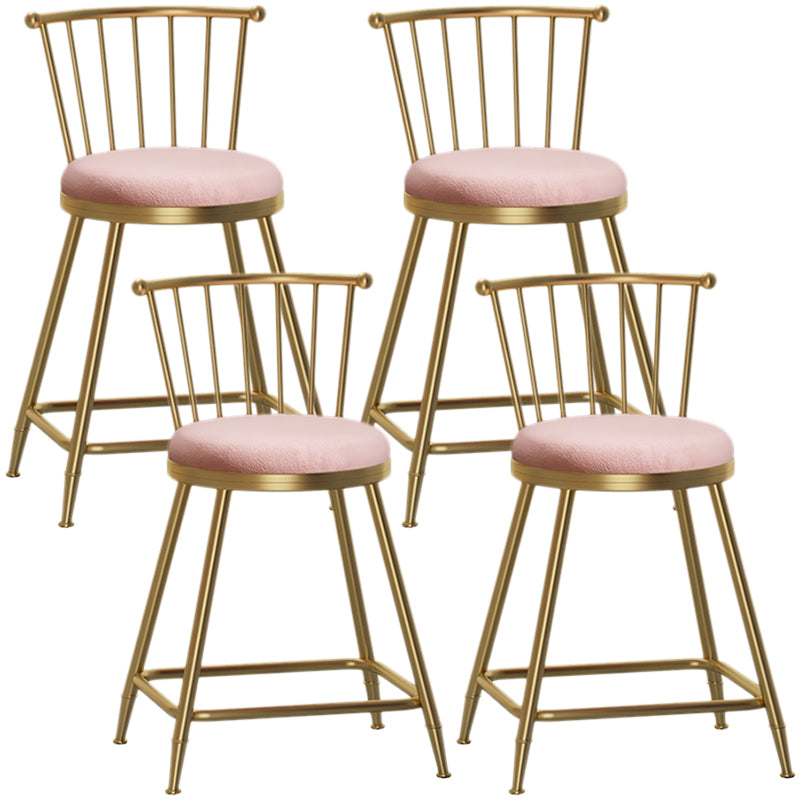 Nordic Armless Backrest Counter Stool Iron Dessert Shop Bar Stool with Pedal and Cushion