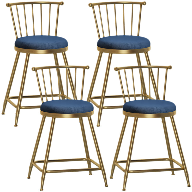 Nordic Armless Backrest Counter Stool Iron Dessert Shop Bar Stool with Pedal and Cushion