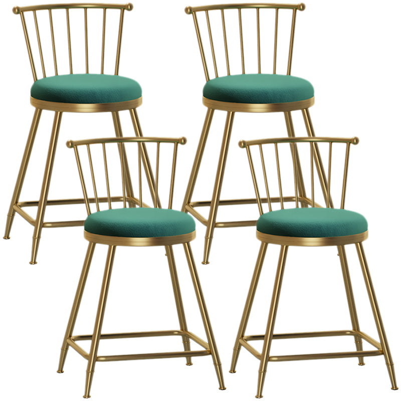 Nordic Armless Backrest Counter Stool Iron Dessert Shop Bar Stool with Pedal and Cushion