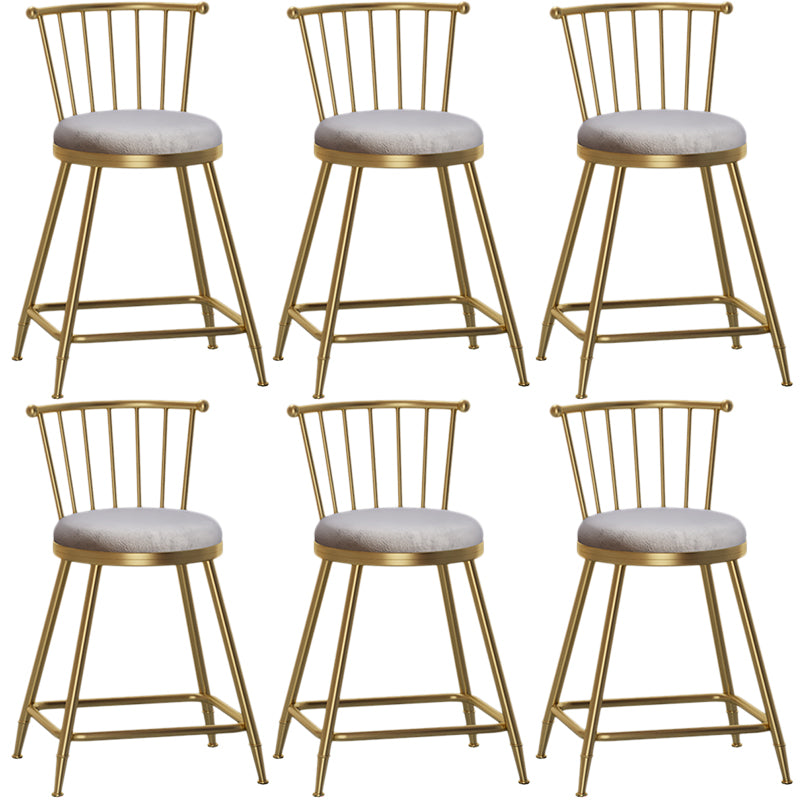 Nordic Armless Backrest Counter Stool Iron Dessert Shop Bar Stool with Pedal and Cushion