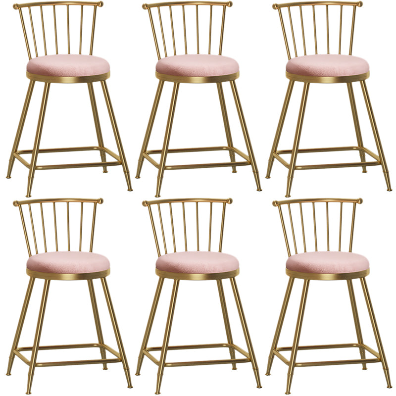 Nordic Armless Backrest Counter Stool Iron Dessert Shop Bar Stool with Pedal and Cushion