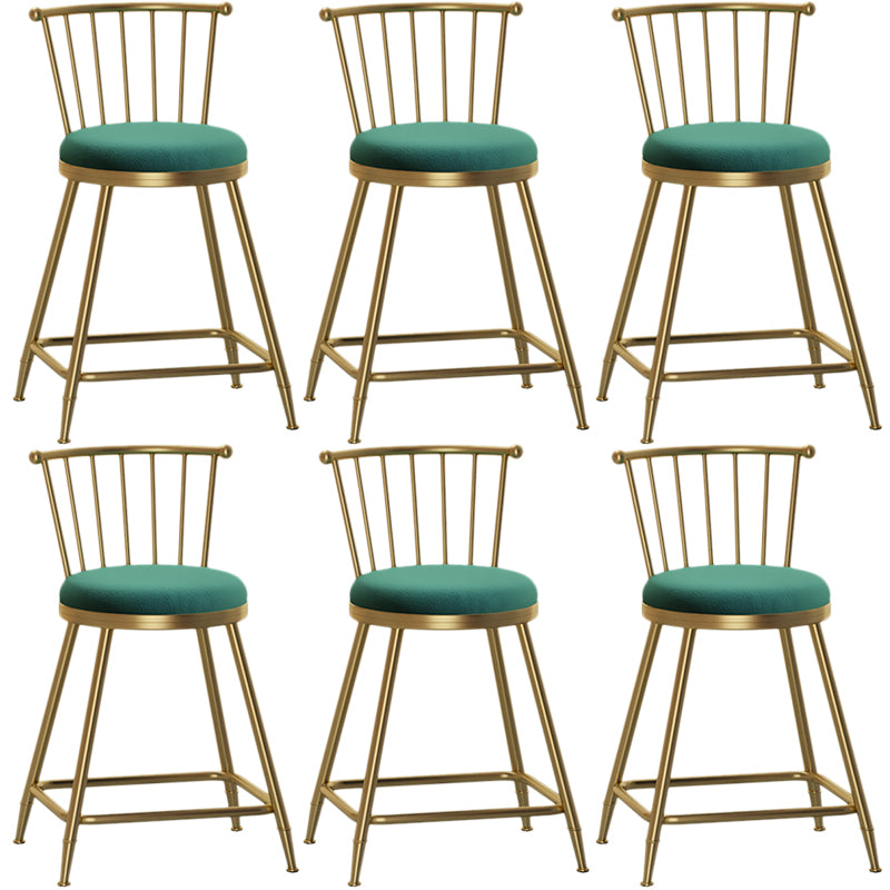 Nordic Armless Backrest Counter Stool Iron Dessert Shop Bar Stool with Pedal and Cushion