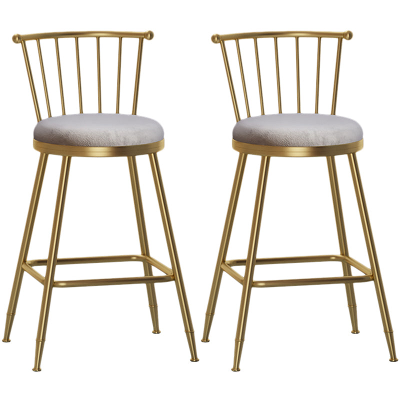 Nordic Armless Backrest Counter Stool Iron Dessert Shop Bar Stool with Pedal and Cushion