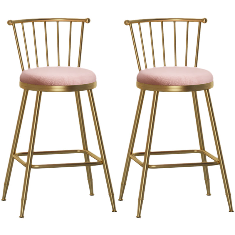 Nordic Armless Backrest Counter Stool Iron Dessert Shop Bar Stool with Pedal and Cushion