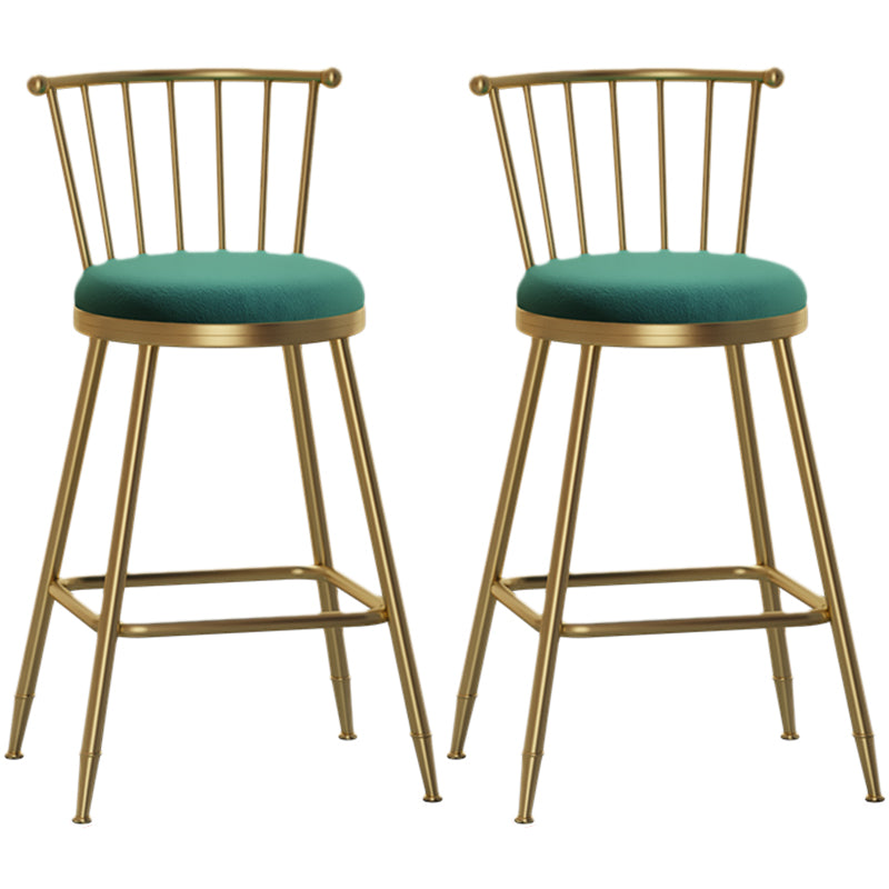 Nordic Armless Backrest Counter Stool Iron Dessert Shop Bar Stool with Pedal and Cushion