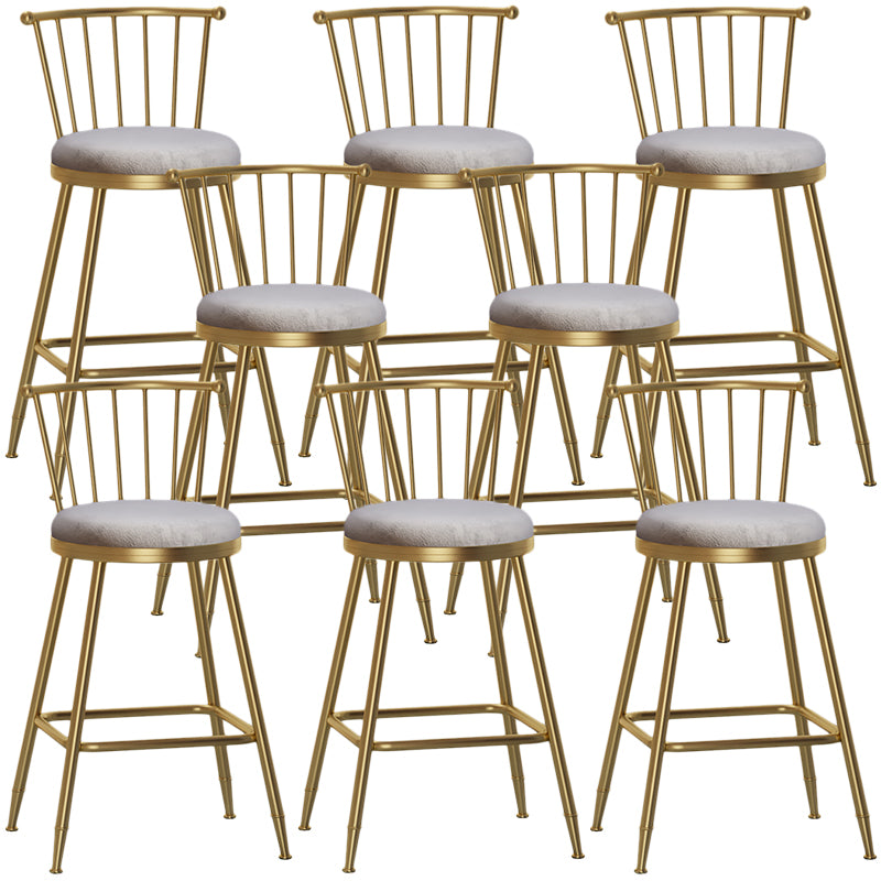 Nordic Armless Backrest Counter Stool Iron Dessert Shop Bar Stool with Pedal and Cushion