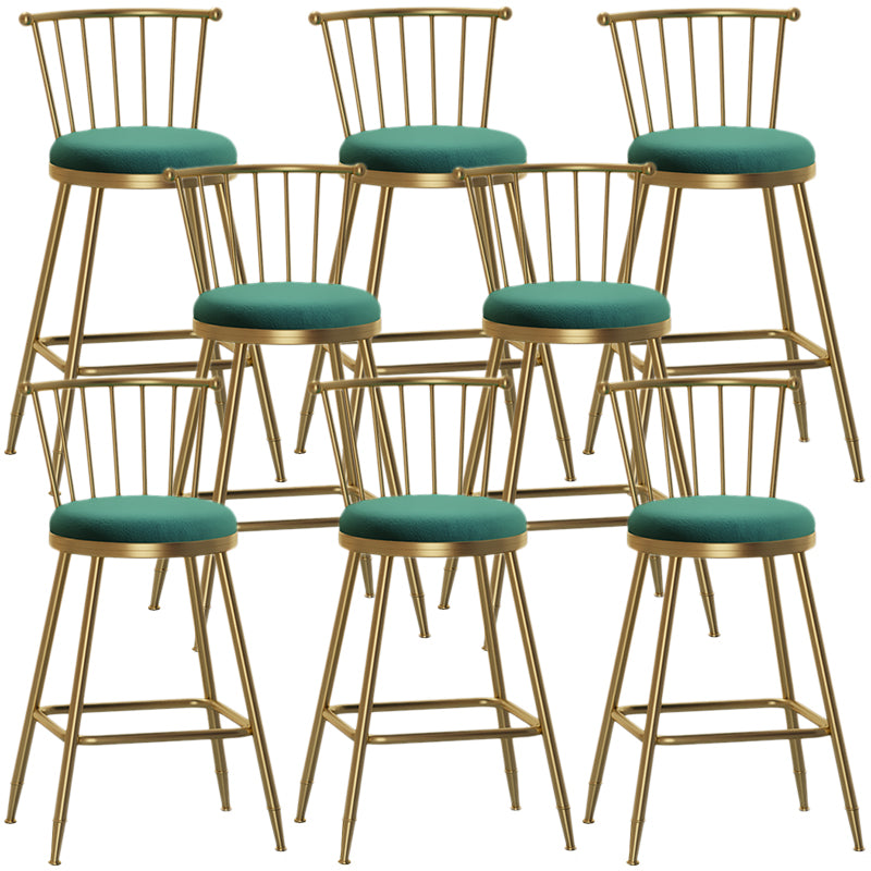 Nordic Armless Backrest Counter Stool Iron Dessert Shop Bar Stool with Pedal and Cushion