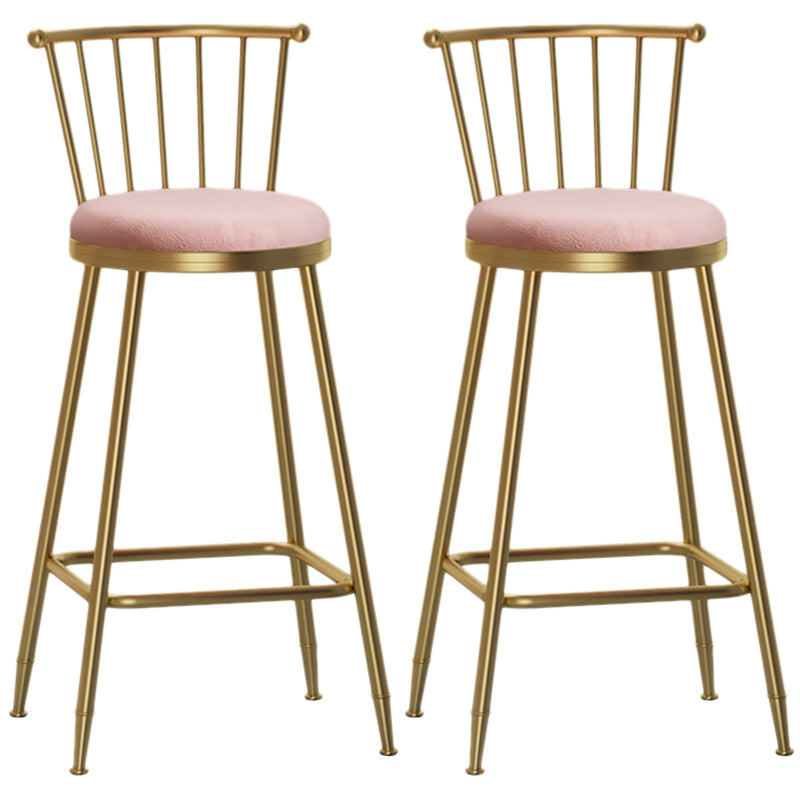 Nordic Armless Backrest Counter Stool Iron Dessert Shop Bar Stool with Pedal and Cushion