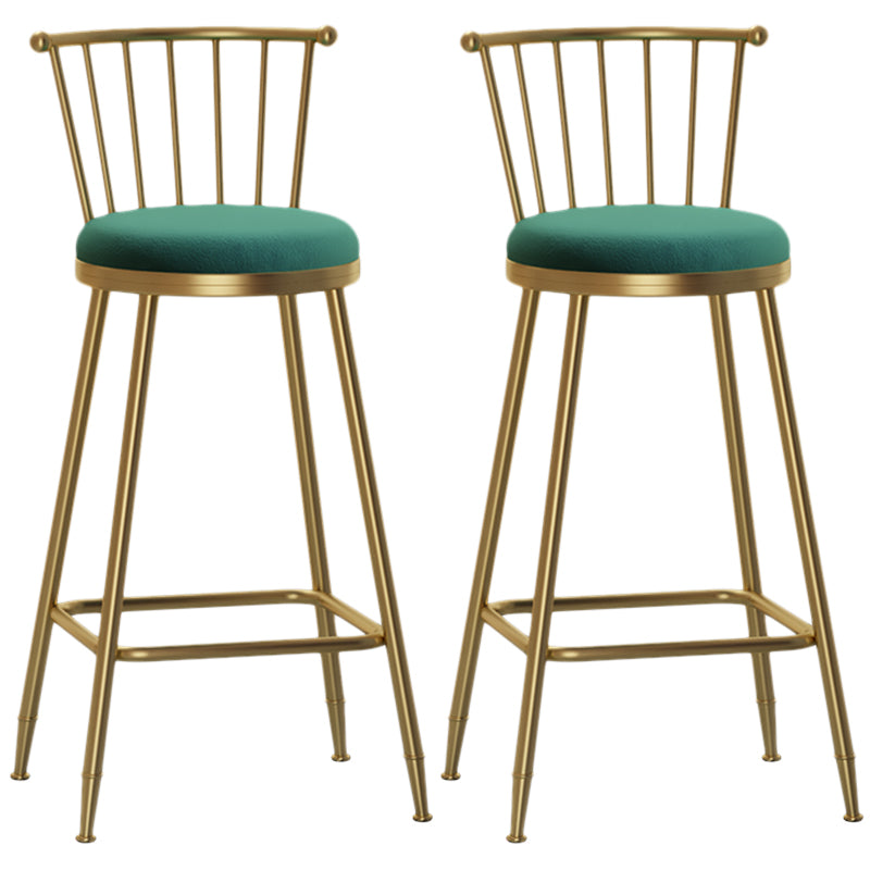 Nordic Armless Backrest Counter Stool Iron Dessert Shop Bar Stool with Pedal and Cushion