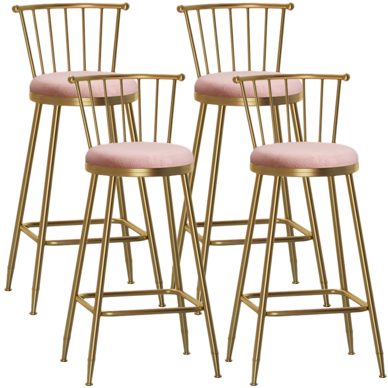 Nordic Armless Backrest Counter Stool Iron Dessert Shop Bar Stool with Pedal and Cushion