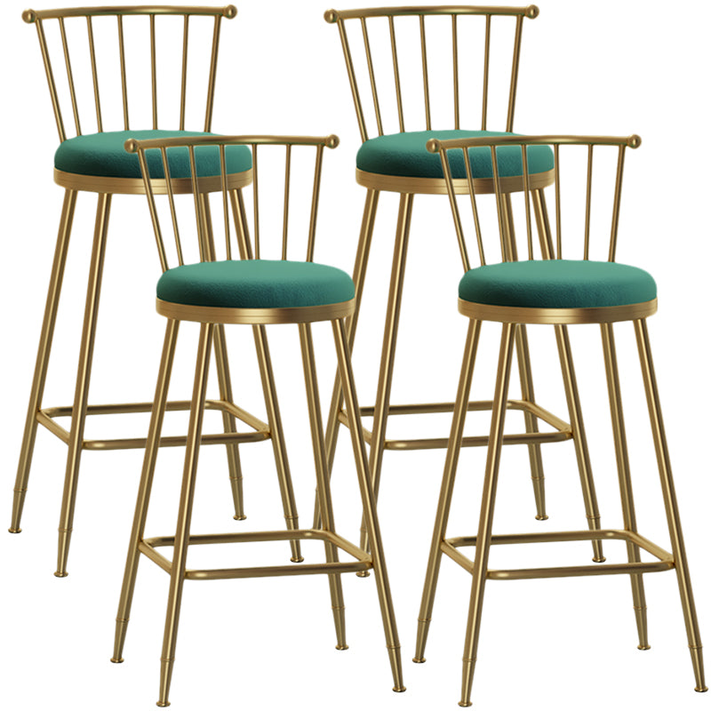 Nordic Armless Backrest Counter Stool Iron Dessert Shop Bar Stool with Pedal and Cushion