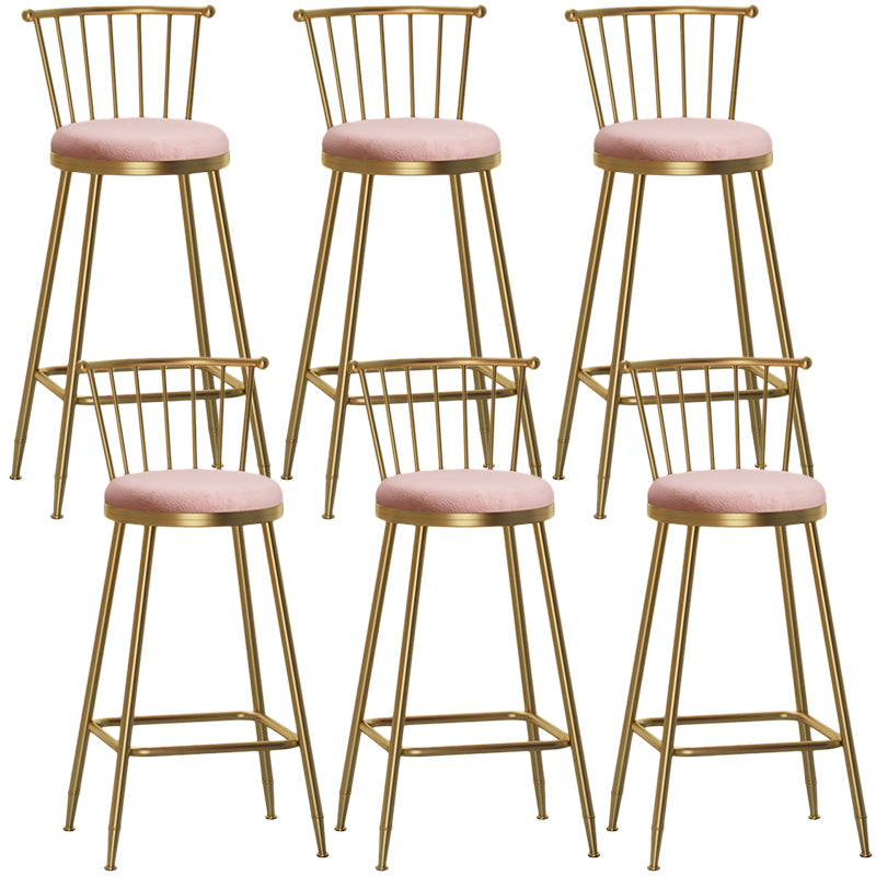 Nordic Armless Backrest Counter Stool Iron Dessert Shop Bar Stool with Pedal and Cushion