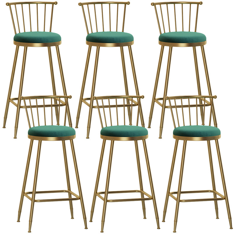 Nordic Armless Backrest Counter Stool Iron Dessert Shop Bar Stool with Pedal and Cushion