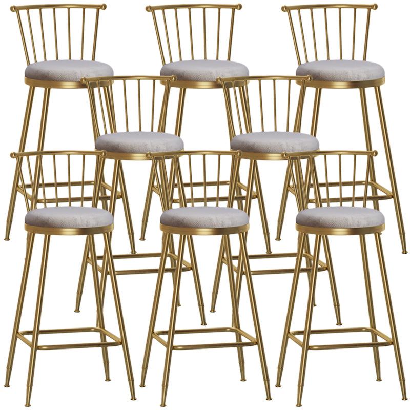 Nordic Armless Backrest Counter Stool Iron Dessert Shop Bar Stool with Pedal and Cushion