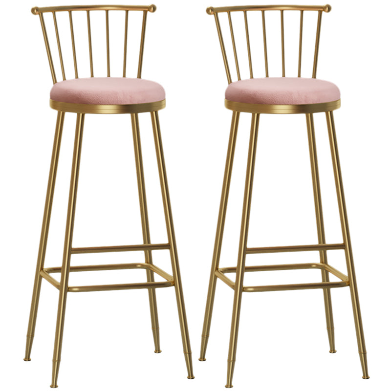 Nordic Armless Backrest Counter Stool Iron Dessert Shop Bar Stool with Pedal and Cushion