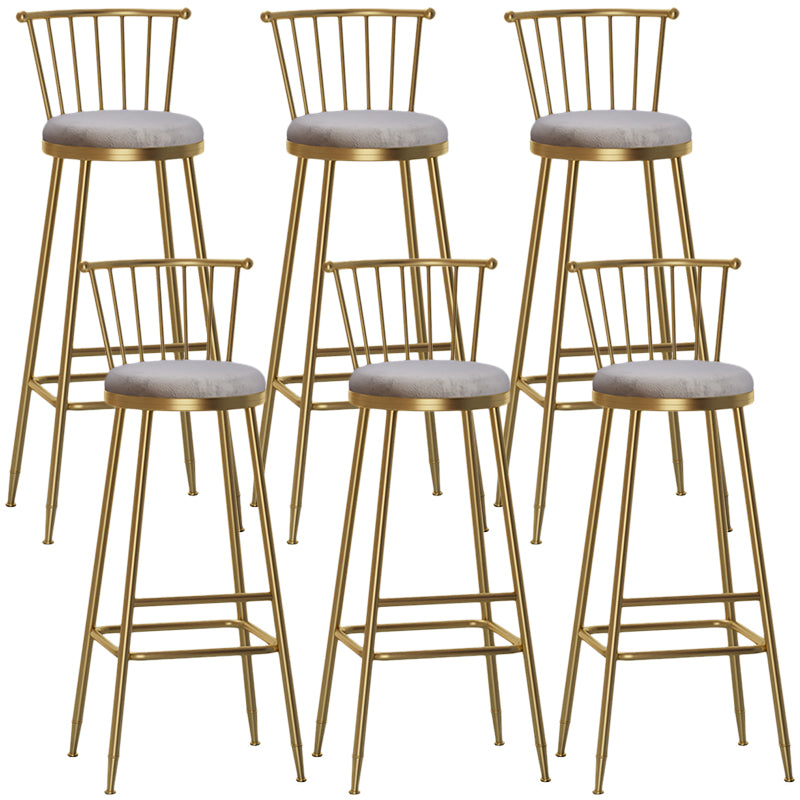 Nordic Armless Backrest Counter Stool Iron Dessert Shop Bar Stool with Pedal and Cushion