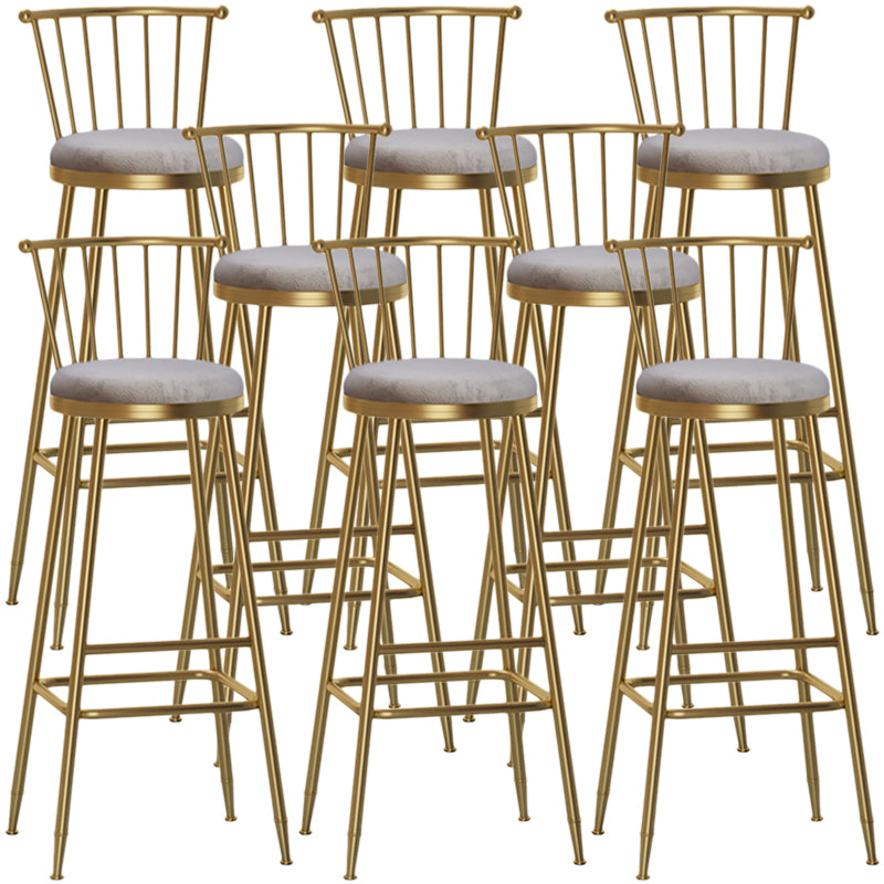 Nordic Armless Backrest Counter Stool Iron Dessert Shop Bar Stool with Pedal and Cushion