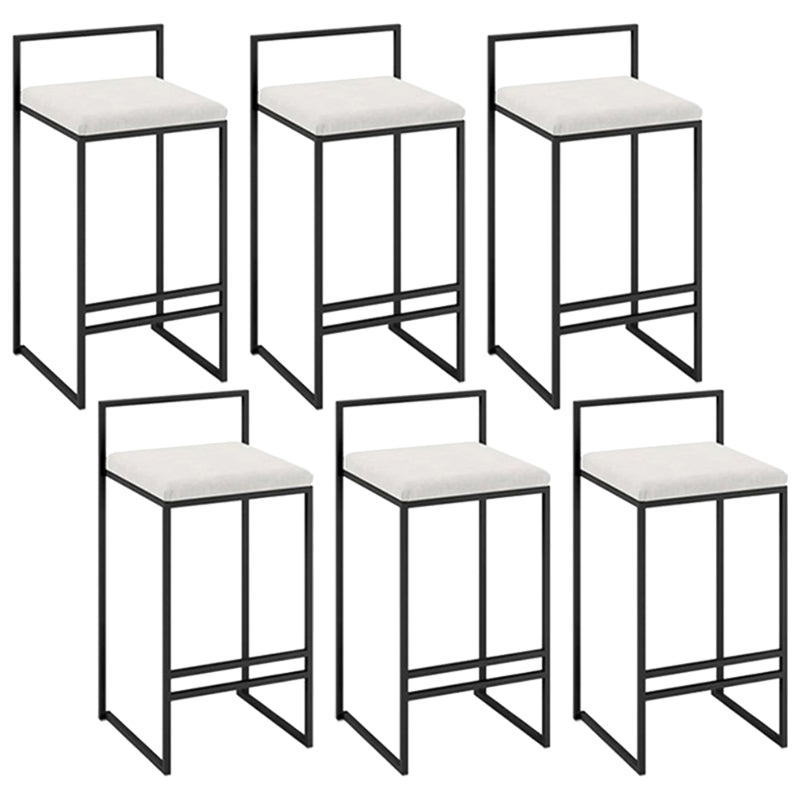 Modern Armless Backrest Counter Stool Iron Cafe Bar Stool with Velvet Cushion and Pedal