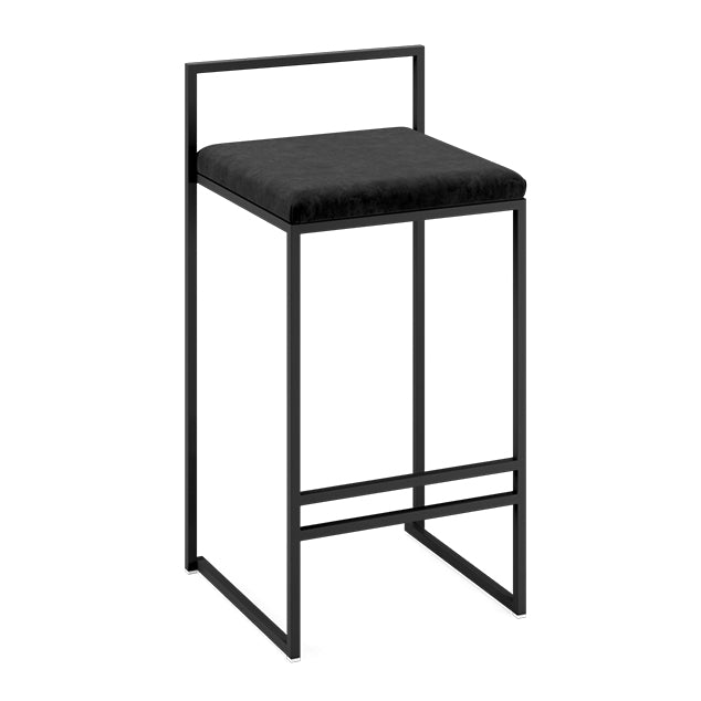 Modern Armless Backrest Counter Stool Iron Cafe Bar Stool with Velvet Cushion and Pedal