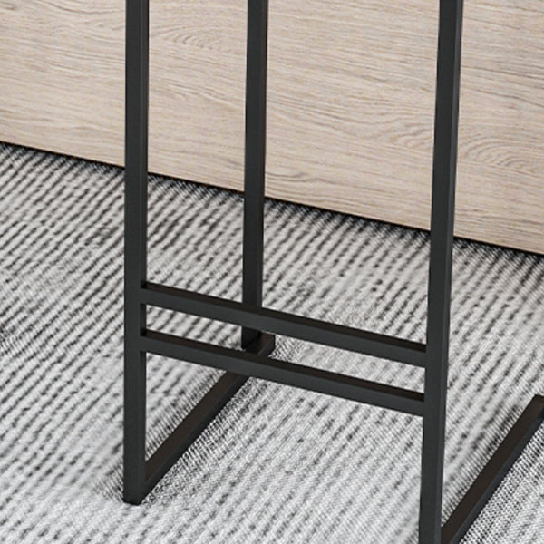 Modern Armless Backrest Counter Stool Iron Cafe Bar Stool with Velvet Cushion and Pedal