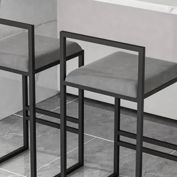Modern Armless Backrest Counter Stool Iron Cafe Bar Stool with Velvet Cushion and Pedal