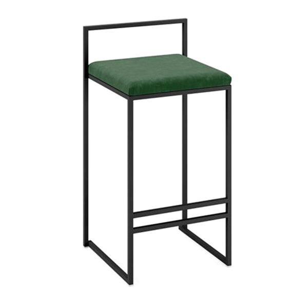 Modern Armless Backrest Counter Stool Iron Cafe Bar Stool with Velvet Cushion and Pedal
