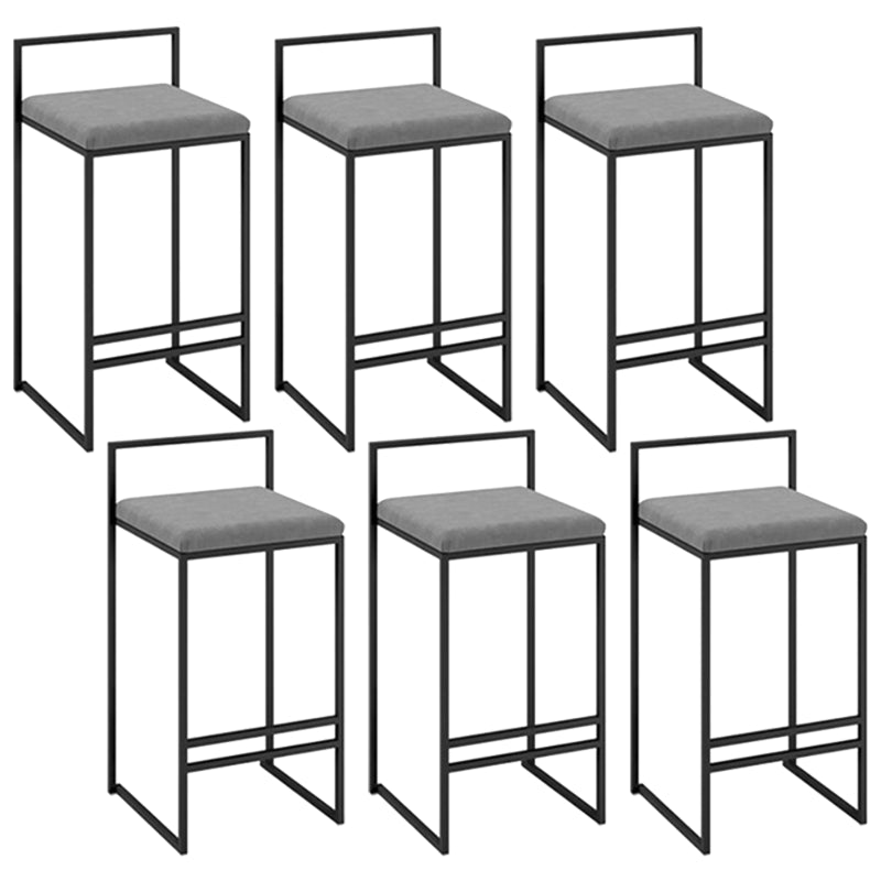 Modern Armless Backrest Counter Stool Iron Cafe Bar Stool with Velvet Cushion and Pedal