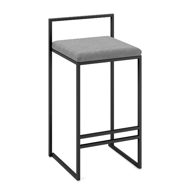 Modern Armless Backrest Counter Stool Iron Cafe Bar Stool with Velvet Cushion and Pedal