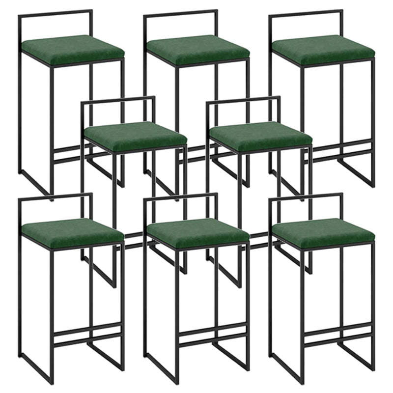 Modern Armless Backrest Counter Stool Iron Cafe Bar Stool with Velvet Cushion and Pedal
