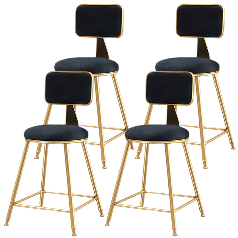 Nordic Backrest Armless Counter Stool Iron Dessert Shop Bar Stool with Cushion and Pedal