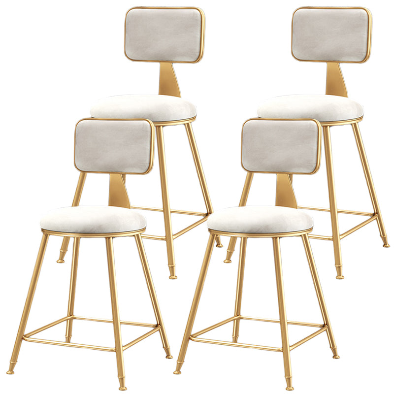 Nordic Backrest Armless Counter Stool Iron Dessert Shop Bar Stool with Cushion and Pedal