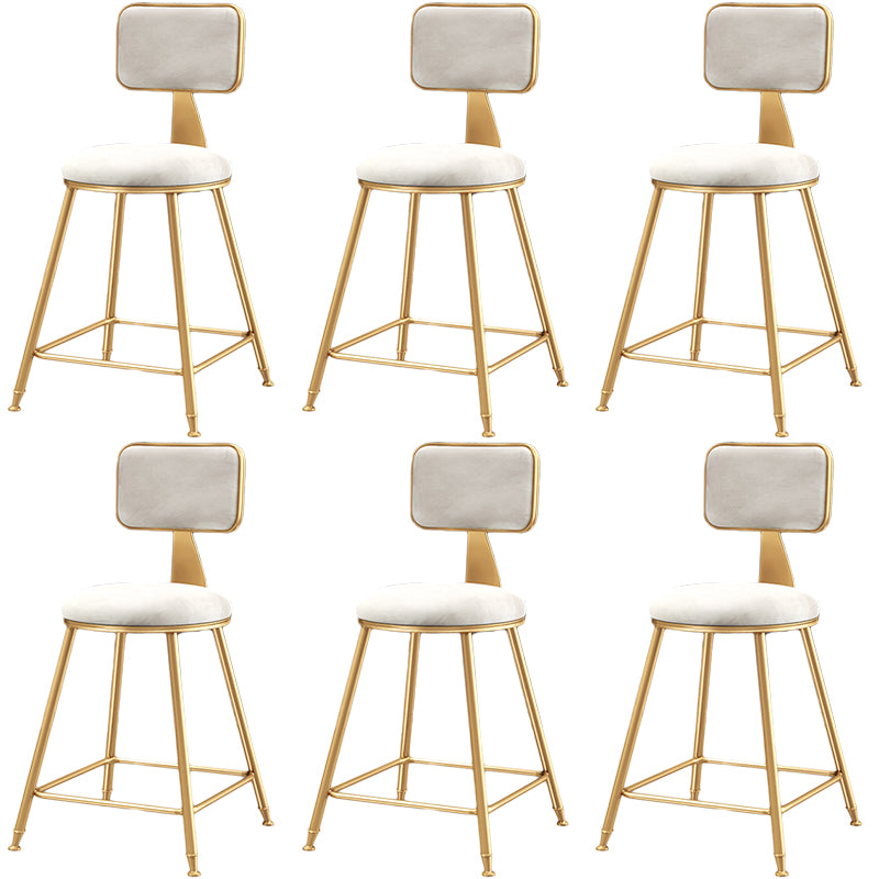 Nordic Backrest Armless Counter Stool Iron Dessert Shop Bar Stool with Cushion and Pedal