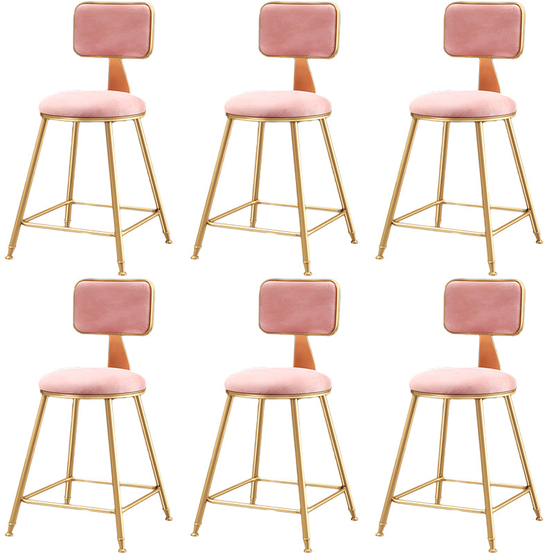 Nordic Backrest Armless Counter Stool Iron Dessert Shop Bar Stool with Cushion and Pedal