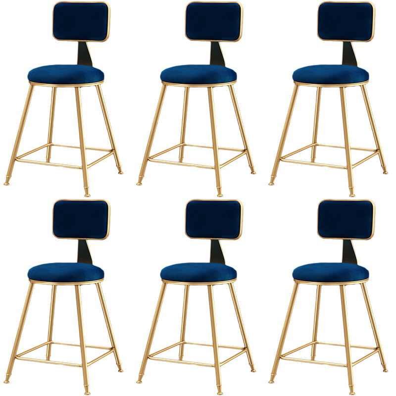 Nordic Backrest Armless Counter Stool Iron Dessert Shop Bar Stool with Cushion and Pedal