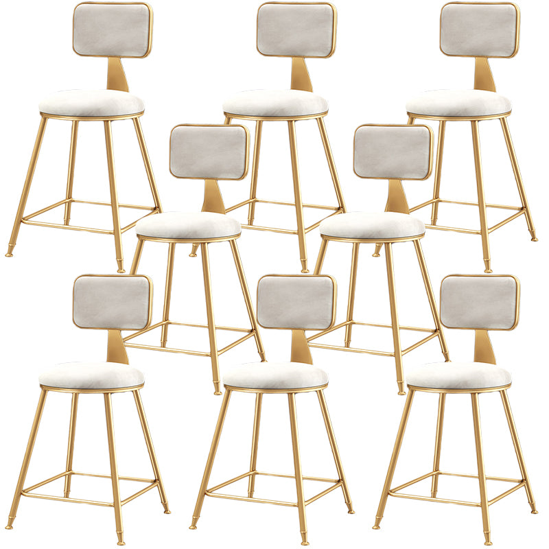 Nordic Backrest Armless Counter Stool Iron Dessert Shop Bar Stool with Cushion and Pedal