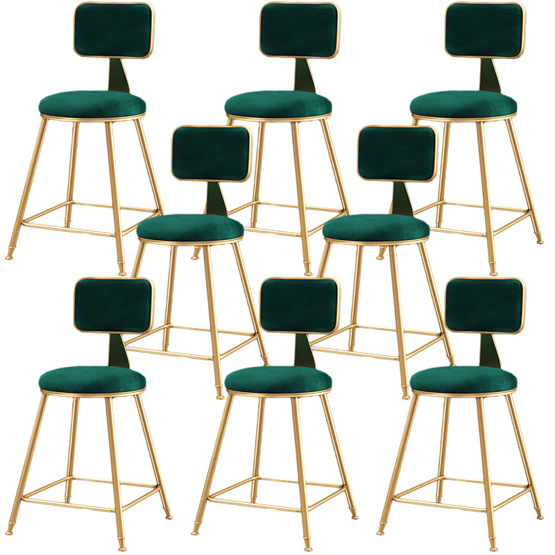 Nordic Backrest Armless Counter Stool Iron Dessert Shop Bar Stool with Cushion and Pedal