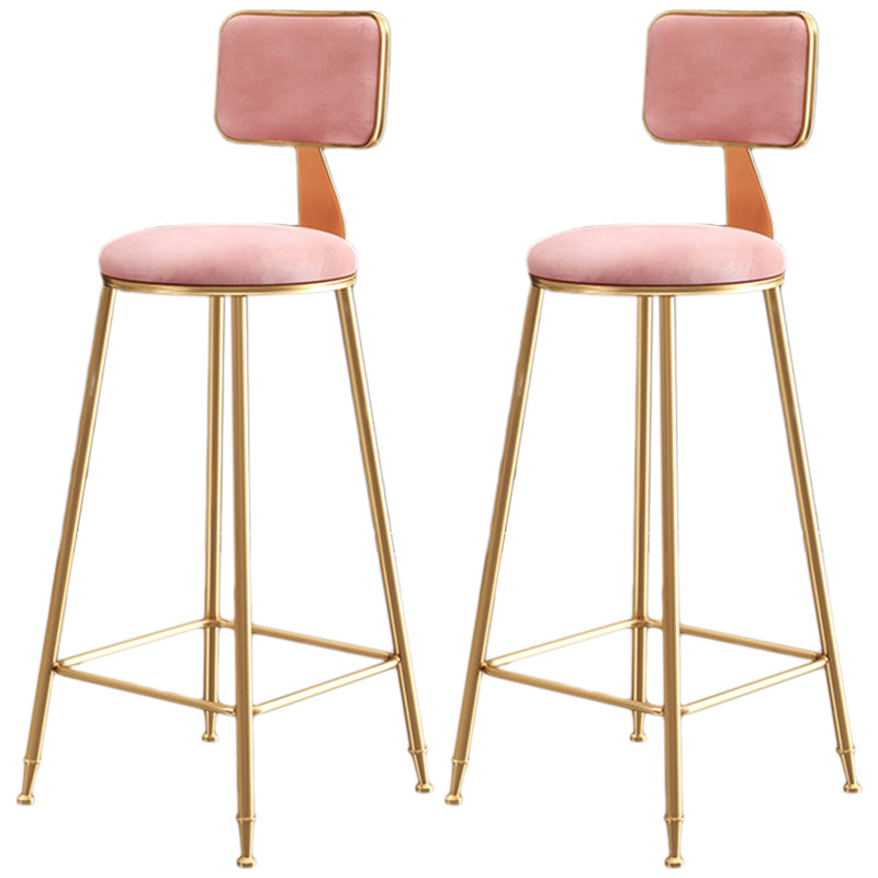 Nordic Backrest Armless Counter Stool Iron Dessert Shop Bar Stool with Cushion and Pedal