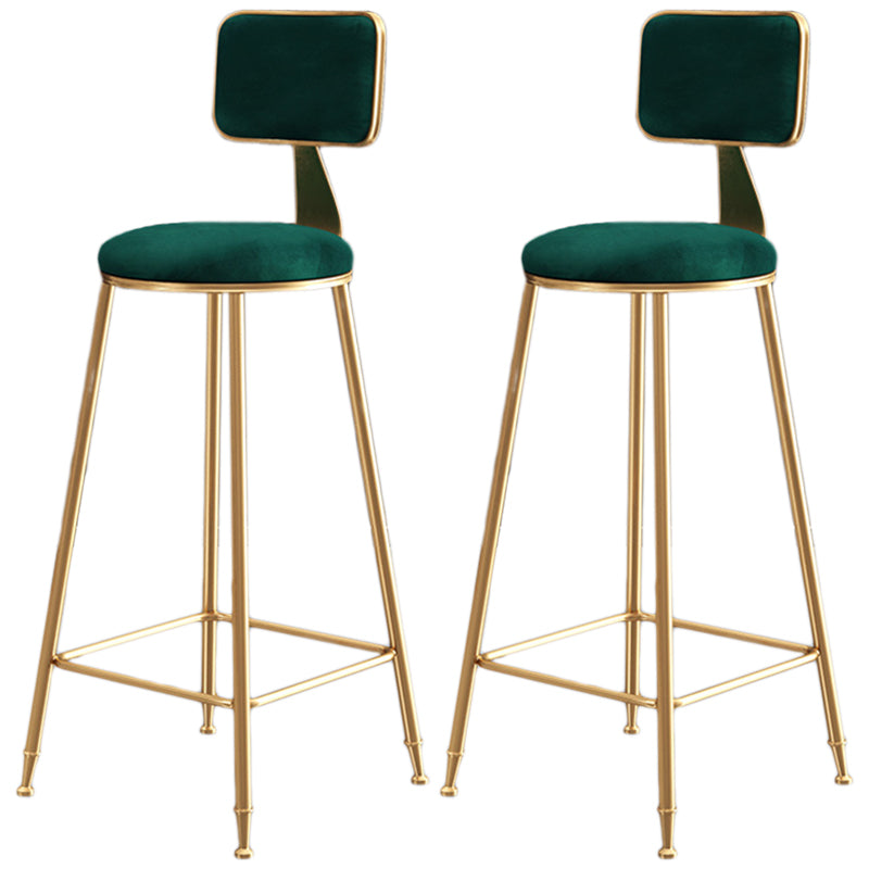 Nordic Backrest Armless Counter Stool Iron Dessert Shop Bar Stool with Cushion and Pedal