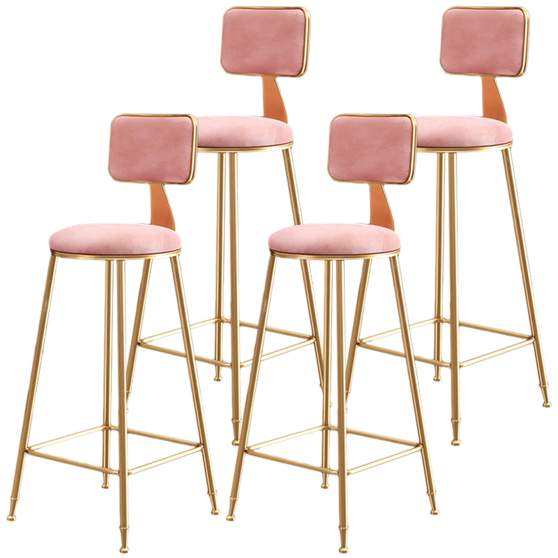 Nordic Backrest Armless Counter Stool Iron Dessert Shop Bar Stool with Cushion and Pedal