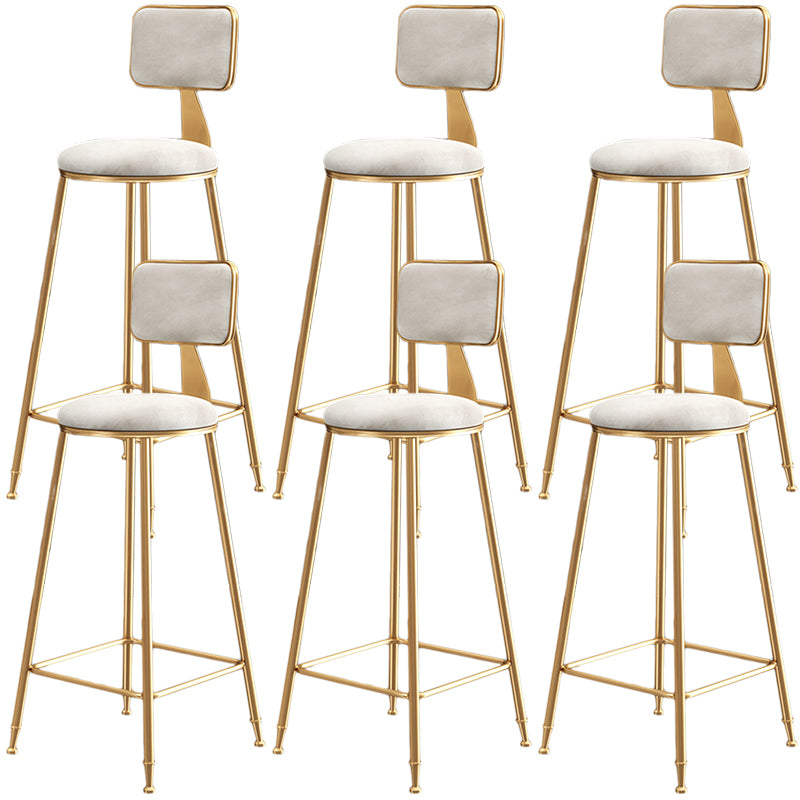 Nordic Backrest Armless Counter Stool Iron Dessert Shop Bar Stool with Cushion and Pedal