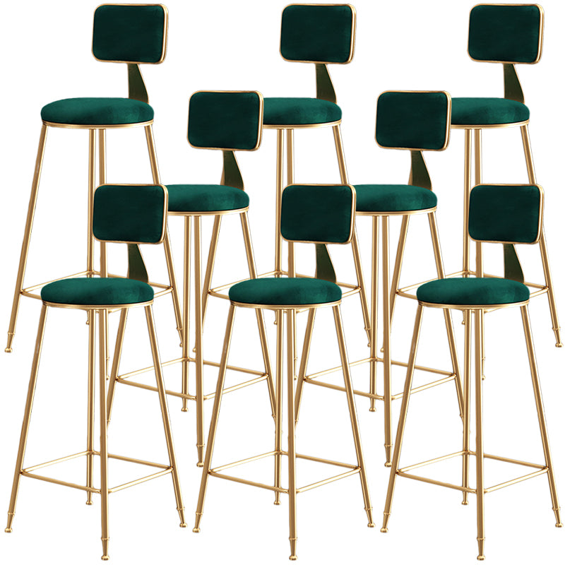 Nordic Backrest Armless Counter Stool Iron Dessert Shop Bar Stool with Cushion and Pedal