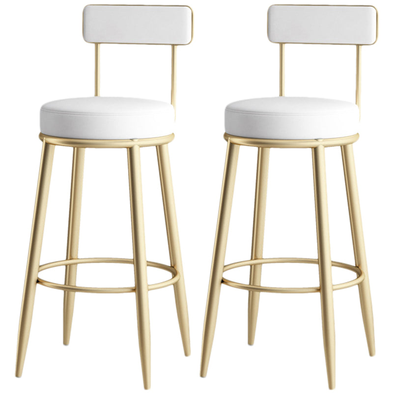 Nordic Style Backrest Counter Stool Iron Cafe Bar Stool with Leather Cushion and Pedal