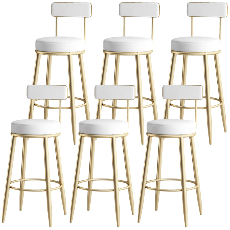 Nordic Style Backrest Counter Stool Iron Cafe Bar Stool with Leather Cushion and Pedal