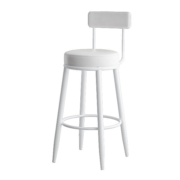 Nordic Style Backrest Counter Stool Iron Cafe Bar Stool with Leather Cushion and Pedal