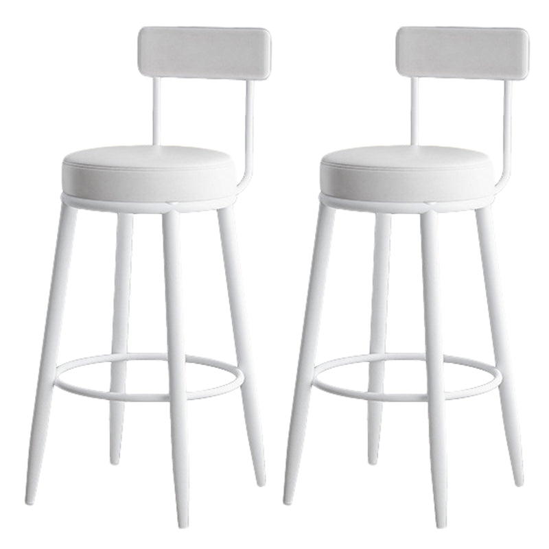 Nordic Style Backrest Counter Stool Iron Cafe Bar Stool with Leather Cushion and Pedal