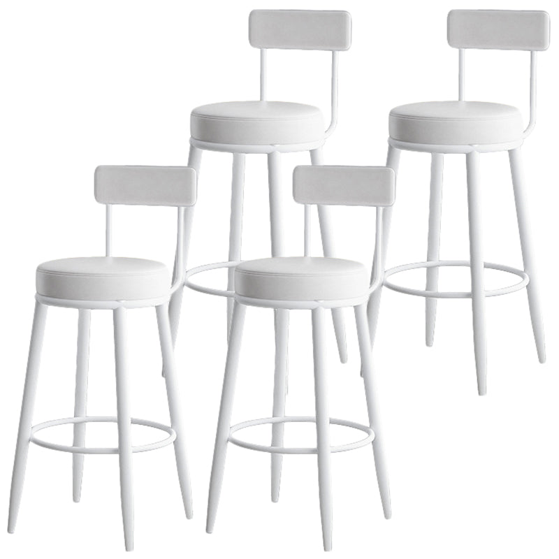 Nordic Style Backrest Counter Stool Iron Cafe Bar Stool with Leather Cushion and Pedal