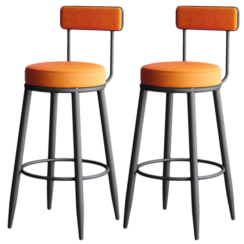 Nordic Style Backrest Counter Stool Iron Cafe Bar Stool with Leather Cushion and Pedal