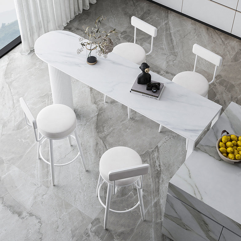 Nordic Style Backrest Counter Stool Iron Cafe Bar Stool with Leather Cushion and Pedal