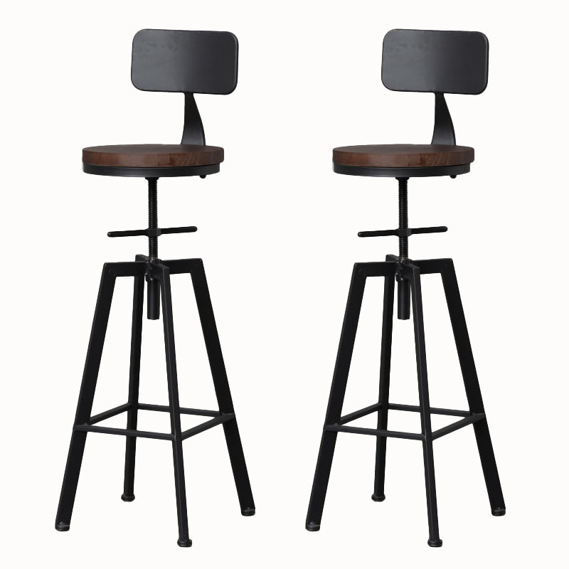 Metal Industrial Counter Stool Backrest Adjustable Bar Stool with Swivel