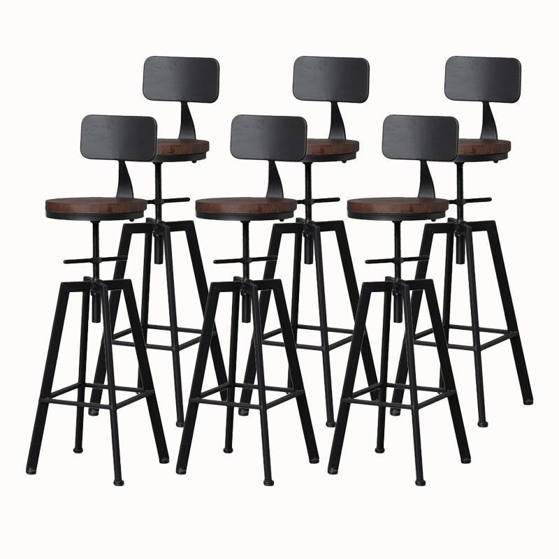 Metal Industrial Counter Stool Backrest Adjustable Bar Stool with Swivel